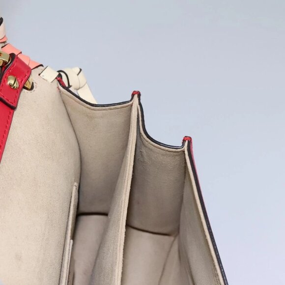 FENDI Mini Canai Chain Shoulder Bag Leather Red Auth bs22672V - Picture 12 of 16